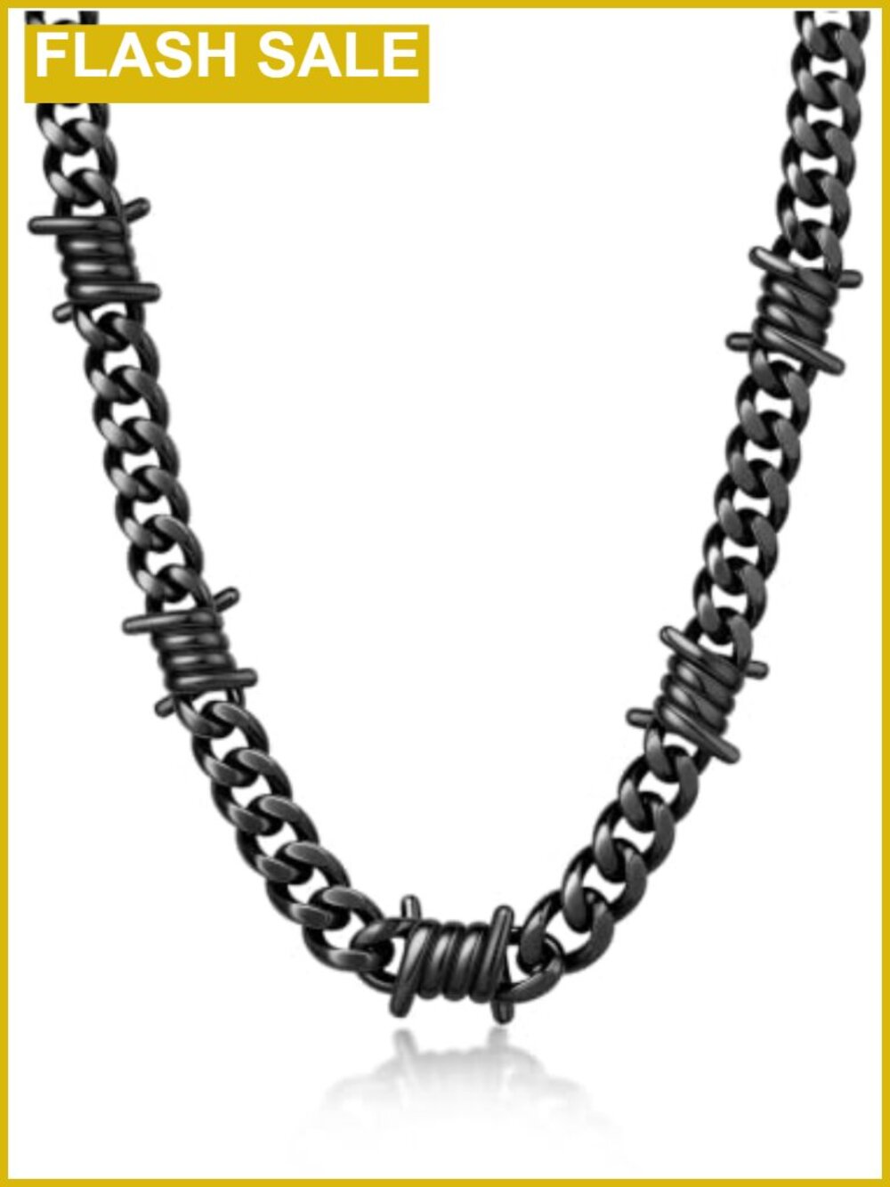 Stainless Steel Barbed Wire Cuban Link Chain Necklace 9mm Punk